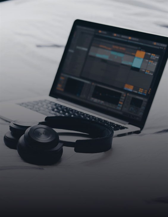 Laptop and headphones